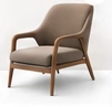 Cedar 6 sample armchair with a wood frame and taupe upholstery.